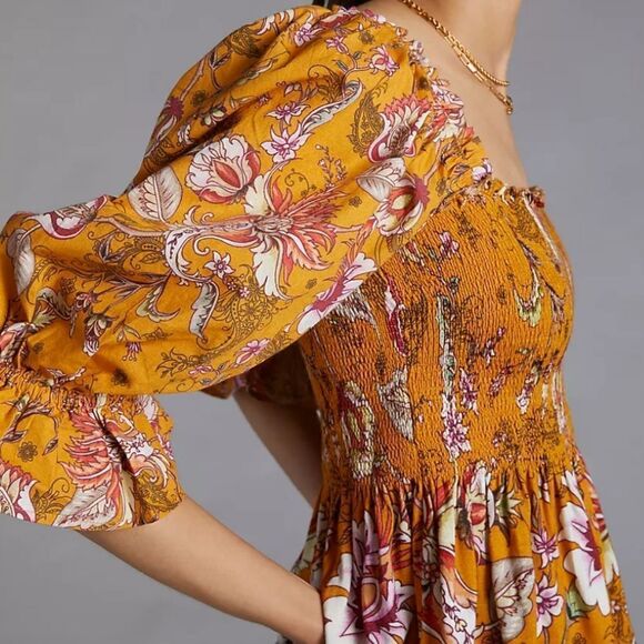 Anthropologie Conditions Apply Smocked Sweetheat Blouse XS NWT - Picture 4 of 10